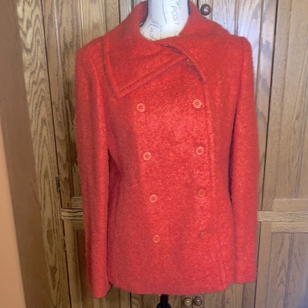 J Crew orange mohair wool blend coat